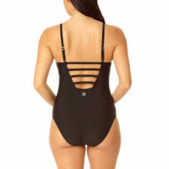 Brand New Stylish Hurley One Piece Black Swimwear UPF 50+ Size M Bathing Suit - Picture 4 of 10